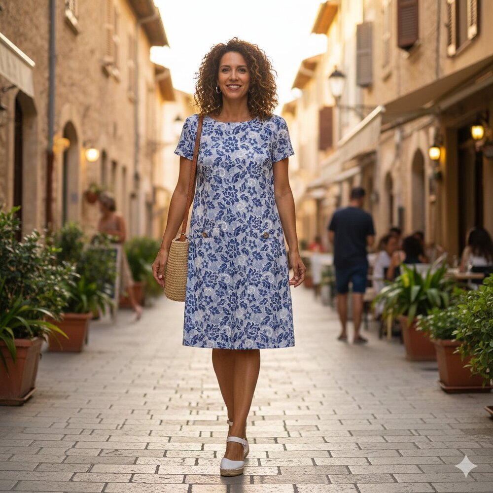Tommy Hilfiger Floral blue and cream Lace Blue Dress size 8